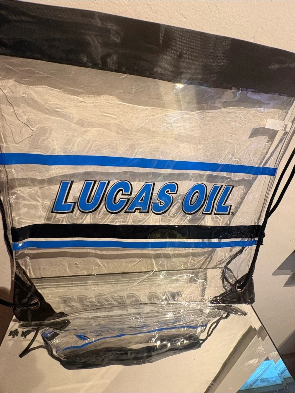 Lucas oil clear backpack